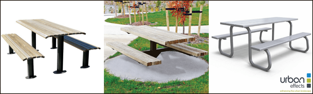 Examples of picnic tables which our elasticated picnic table covers will fit